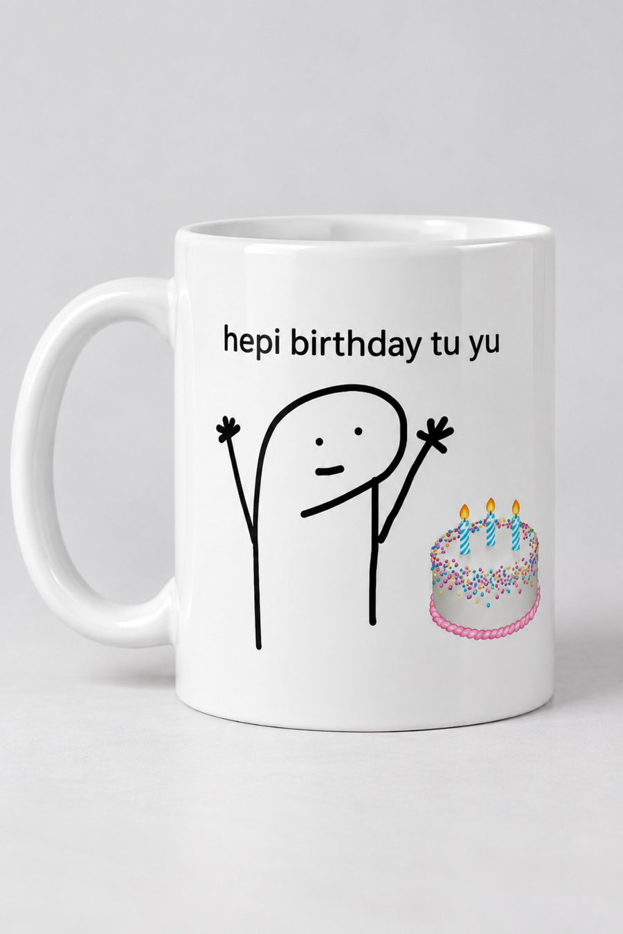 Hepi Birthday Tu Yu Yazılı Eğlenceli Doğum Günü Beyaz Kupa Bardak