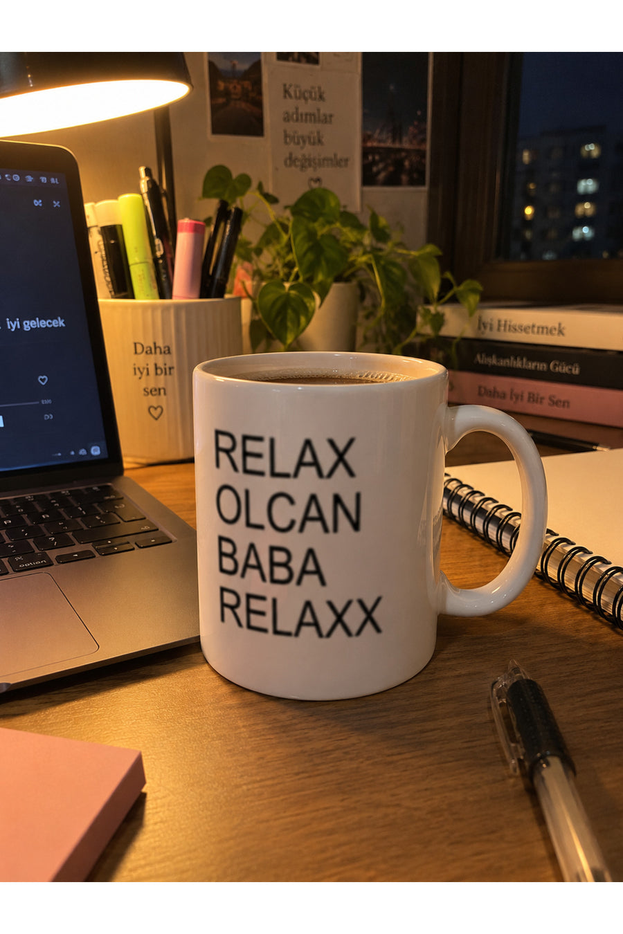 Relax Olcan Baba Relaxxx Yazılı Beyaz Seramik Kupa Bardak