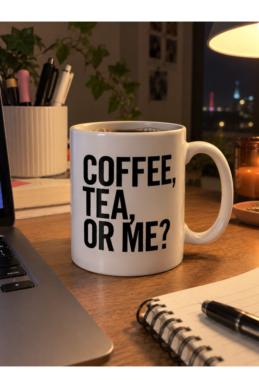 Coffee Tea Or Me Yazılı Mizahi Beyaz Seramik Kupa Bardak