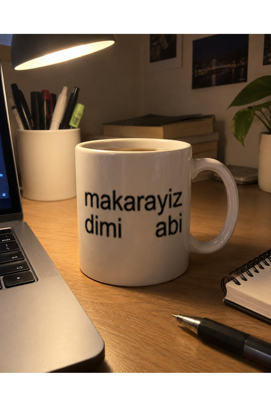 Makarayız Dimi Abi Yazılı Beyaz Seramik Kupa Bardak