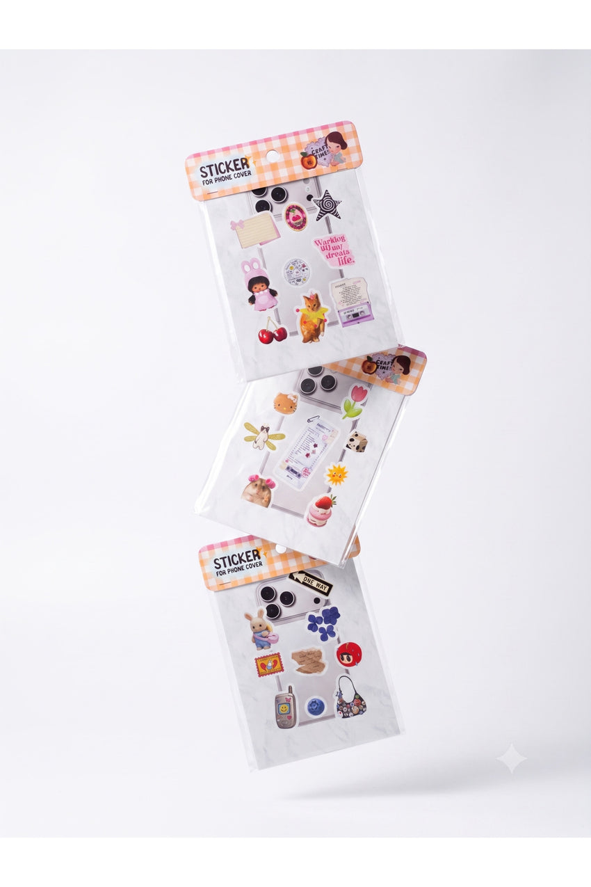 2’li Karışık Telefon Kasa Sticker Seti Sevimli Dekoratif Telefon Arkası Sticker