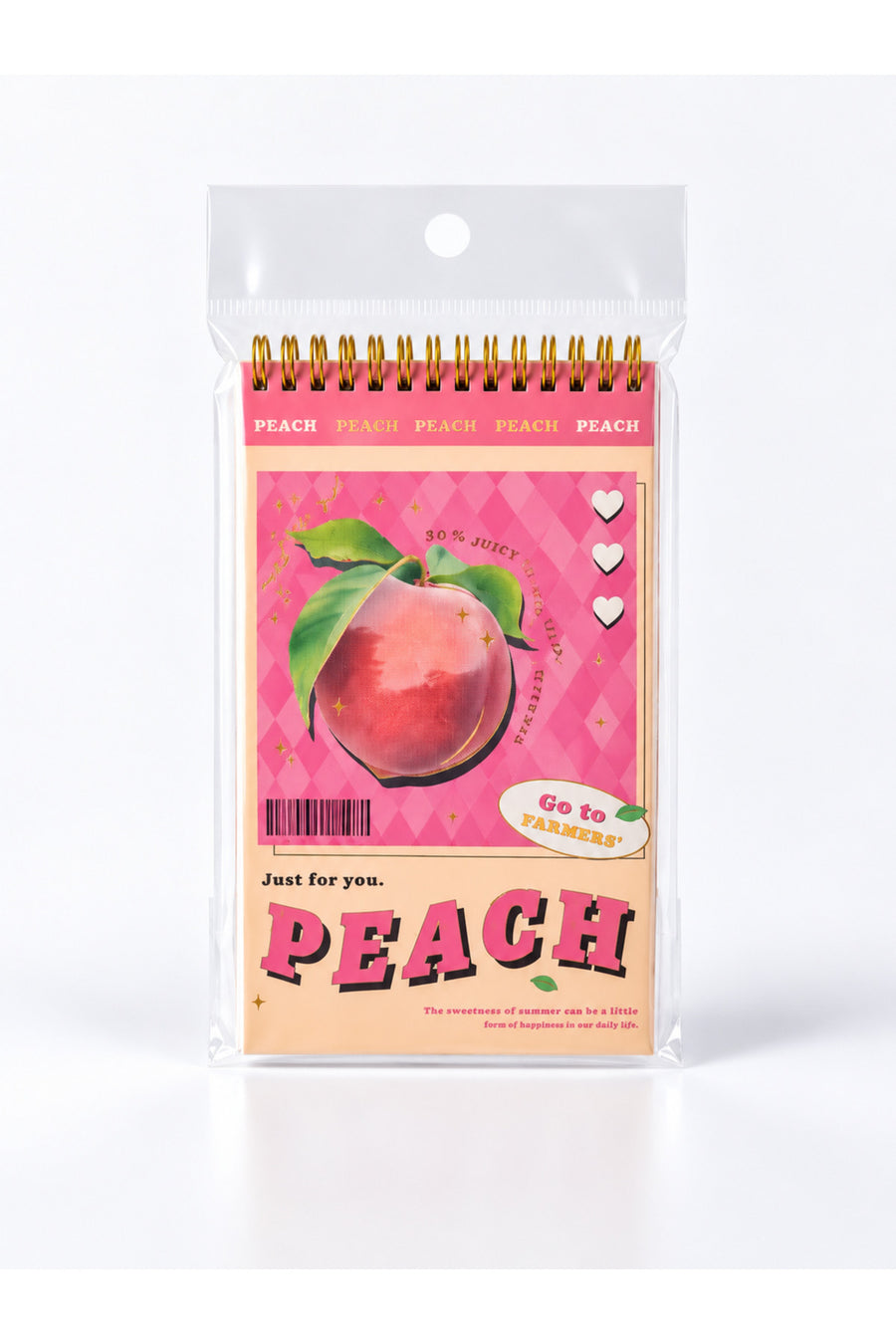 Şeftali Desenli Günlük Planlayıcı Defter Spiralli Pembe Sevimli Ajanda Meyve Temalı